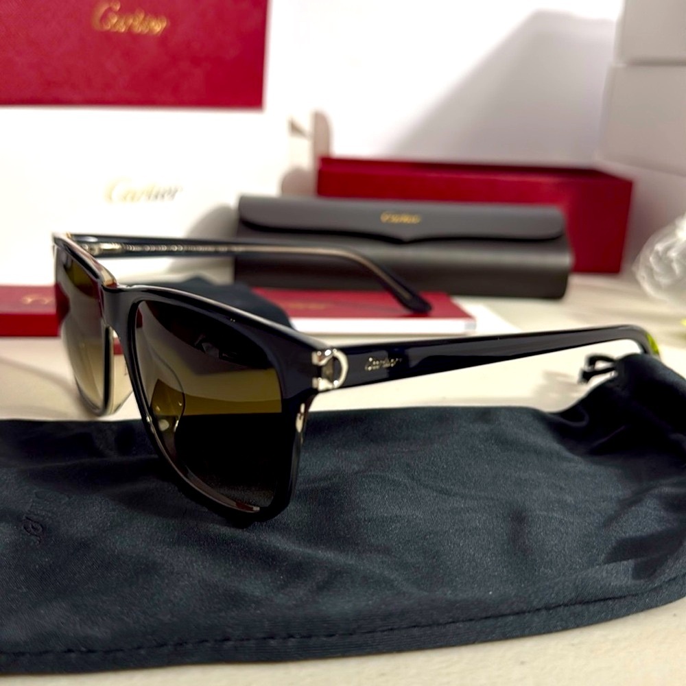 NEW Cartier Deep blue silver hardware Luxury Sunglasses 😎 signature authentic - Picture 12 of 14